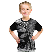 Hawaiian Reef Triggerfish Kid T Shirt Polynesian Art with Tribal Humuhumunukunukuapua'a LT03 Black - Polynesian Pride