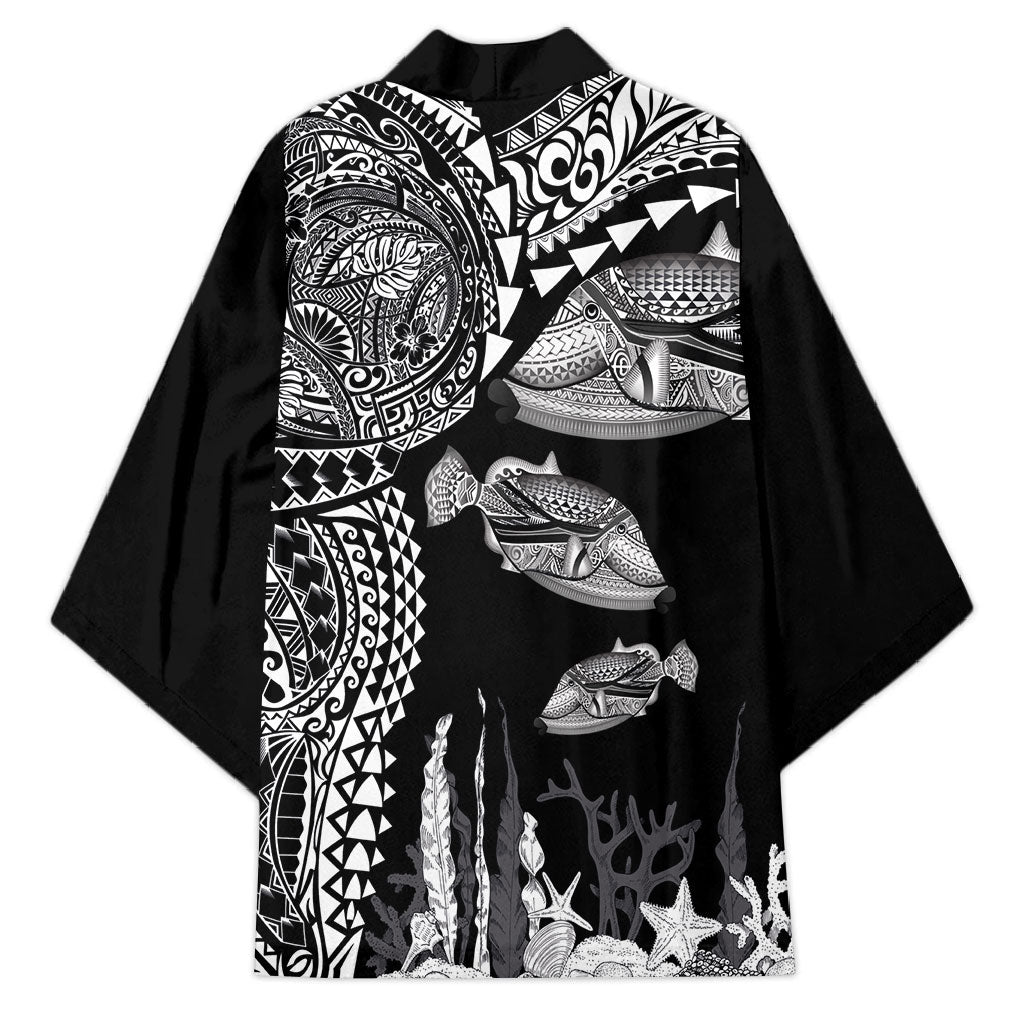 Hawaiian Reef Triggerfish Kimono Polynesian Art with Tribal Humuhumunukunukuapua'a LT03 - Polynesian Pride