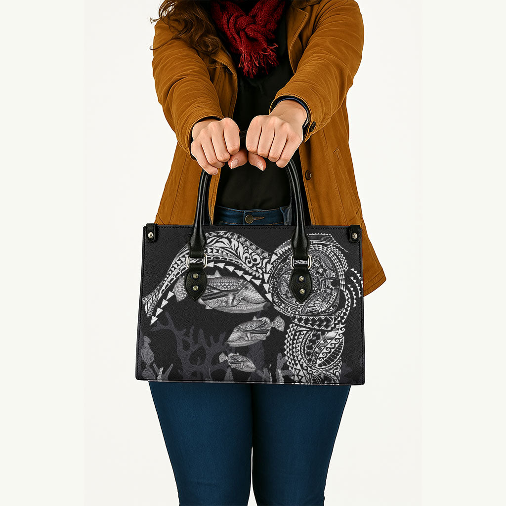 Hawaiian Reef Triggerfish Leather Bag Polynesian Art with Tribal Humuhumunukunukuapua'a LT03 - Polynesian Pride