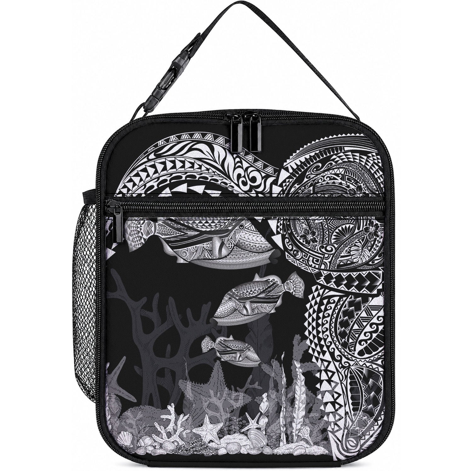 Hawaiian Reef Triggerfish Lunch Bag Polynesian Art with Tribal Humuhumunukunukuapua'a