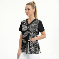 Hawaiian Reef Triggerfish Scrub Top Polynesian Art with Tribal Humuhumunukunukuapua'a LT03 - Polynesian Pride