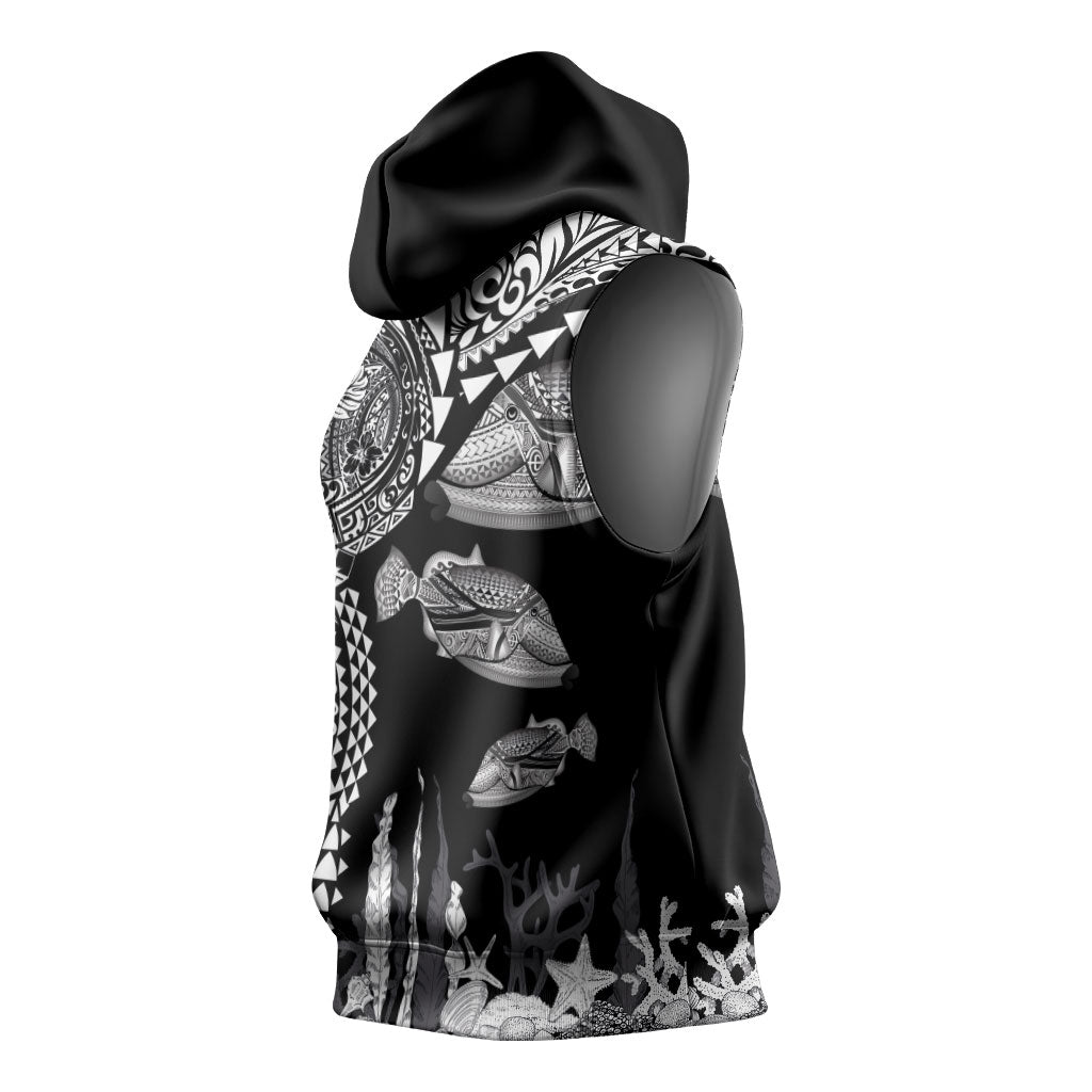 Hawaiian Reef Triggerfish Sleeveless Hoodie Polynesian Art with Tribal Humuhumunukunukuapua'a LT03 - Polynesian Pride