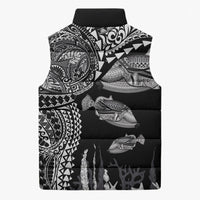 Hawaiian Reef Triggerfish Sleeveless Puffer Jacket Polynesian Art with Tribal Humuhumunukunukuapua'a LT03 - Polynesian Pride