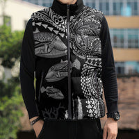 Hawaiian Reef Triggerfish Sleeveless Puffer Jacket Polynesian Art with Tribal Humuhumunukunukuapua'a LT03 - Polynesian Pride
