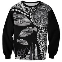 Hawaiian Reef Triggerfish Sweatshirt Polynesian Art with Tribal Humuhumunukunukuapua'a LT03 Unisex Black - Polynesian Pride