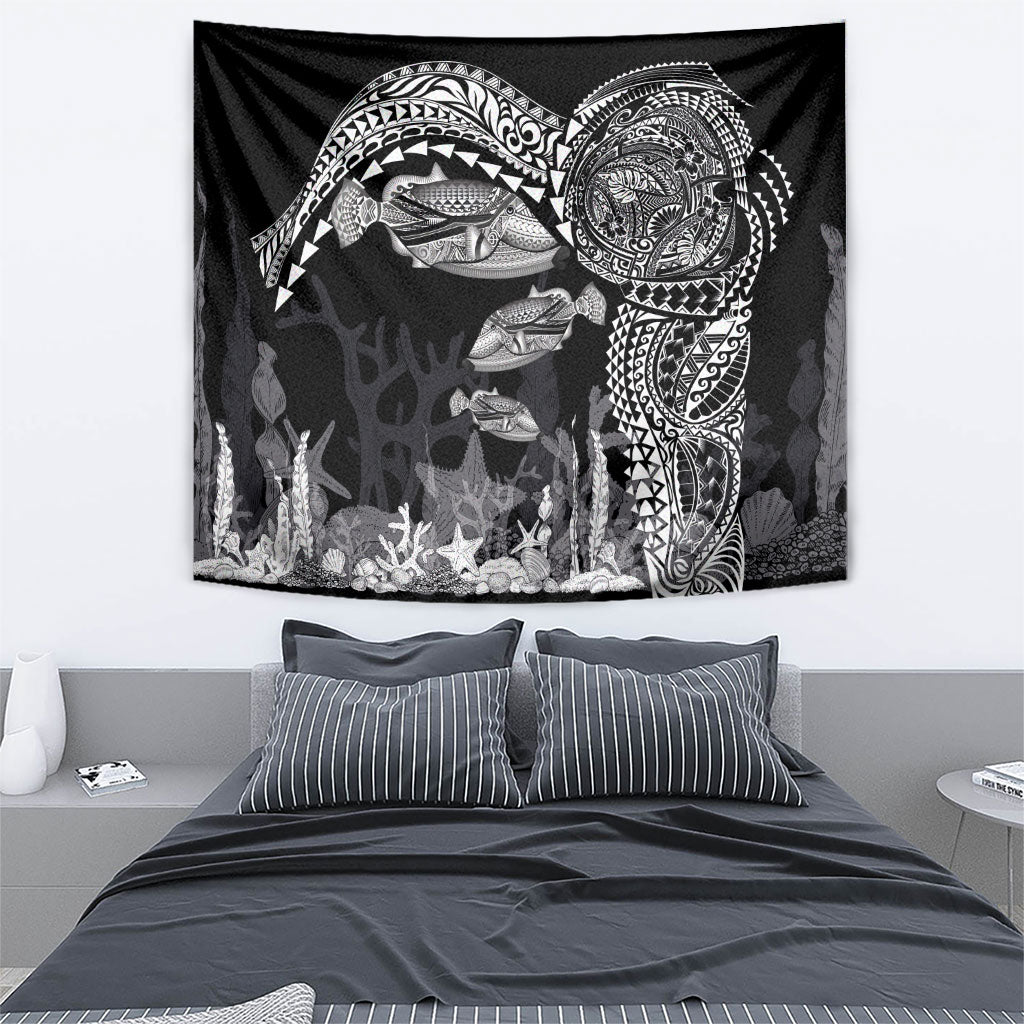 Hawaiian Reef Triggerfish Tapestry Polynesian Art with Tribal Humuhumunukunukuapua'a LT03 - Polynesian Pride