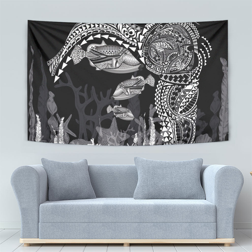 Hawaiian Reef Triggerfish Tapestry Polynesian Art with Tribal Humuhumunukunukuapua'a LT03 - Polynesian Pride