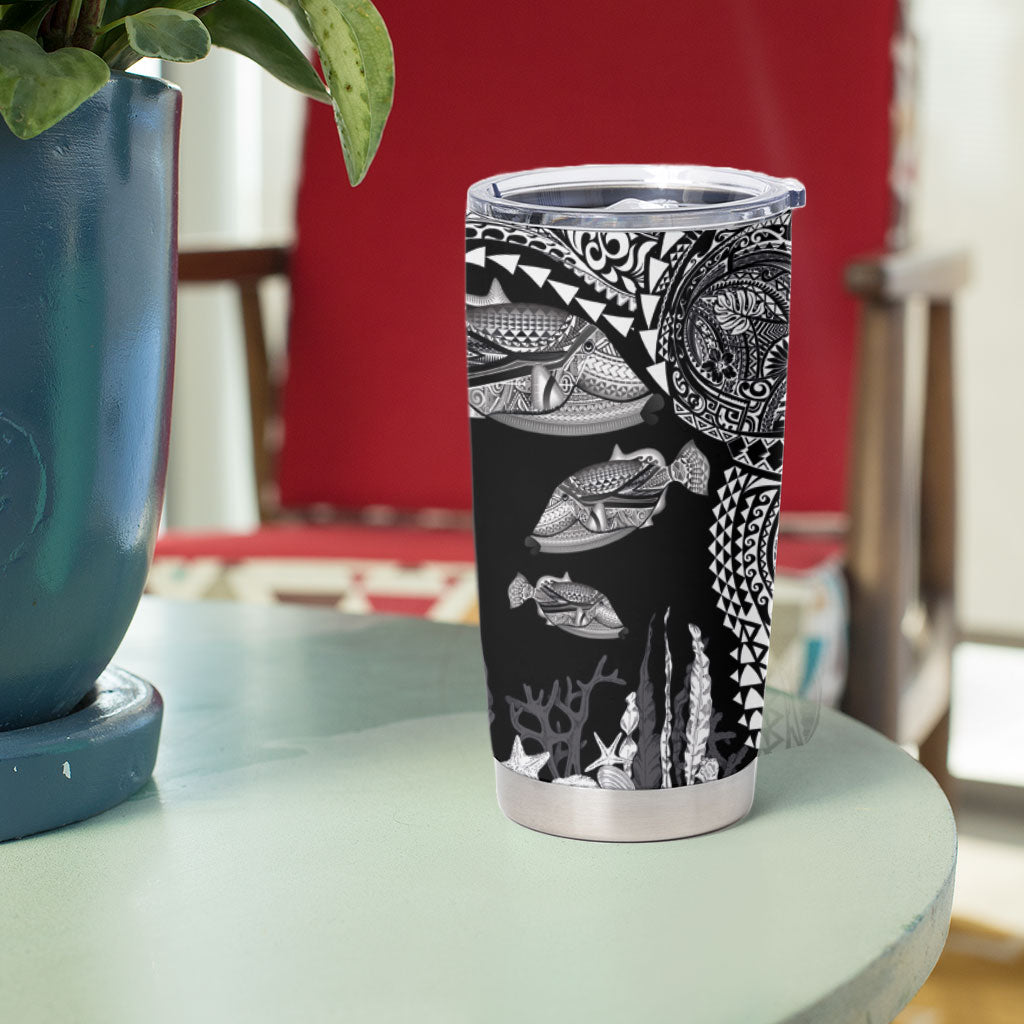 Hawaiian Reef Triggerfish Tumbler Cup Polynesian Art with Tribal Humuhumunukunukuapua'a LT03 - Polynesian Pride