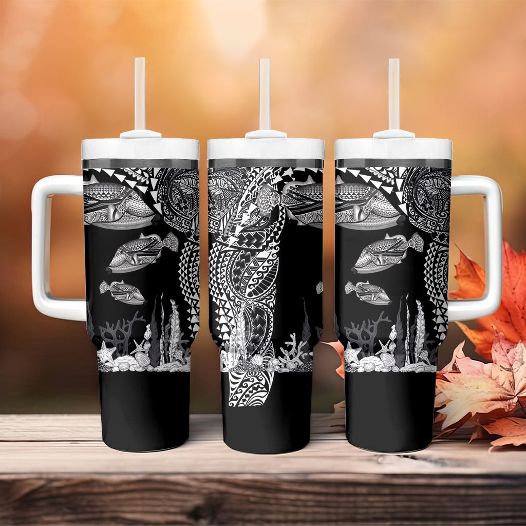 Hawaiian Reef Triggerfish Tumbler With Handle Polynesian Art with Tribal Humuhumunukunukuapua'a LT03 - Polynesian Pride