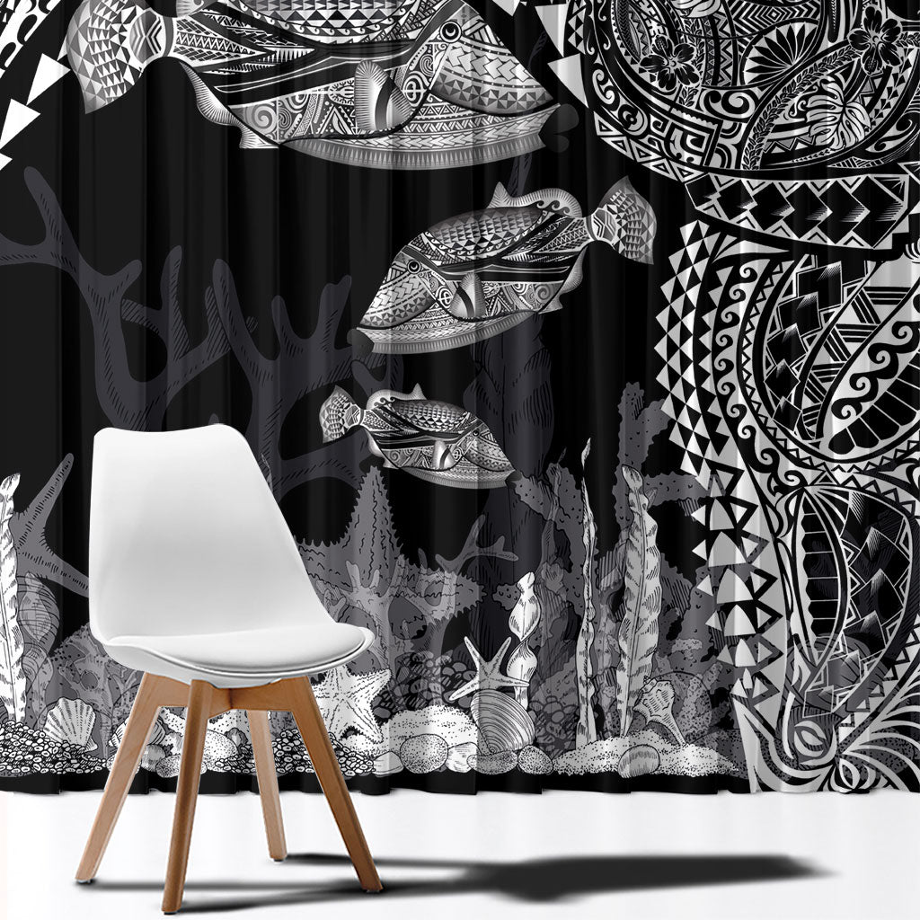 Hawaiian Reef Triggerfish Window Curtain Polynesian Art with Tribal Humuhumunukunukuapua'a LT03 - Polynesian Pride