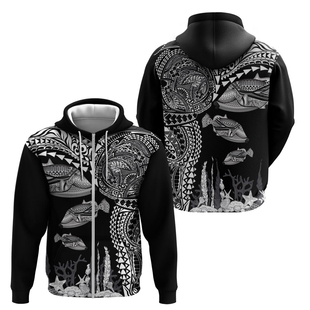 Hawaiian Reef Triggerfish Zip Hoodie Polynesian Art with Tribal Humuhumunukunukuapua'a LT03 - Polynesian Pride