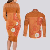 International Day for the Elimination of Violence Against Women Couples Matching Long Sleeve Bodycon Dress and Long Sleeve Button Shirt Polynesian Pattern LT03 - Polynesian Pride
