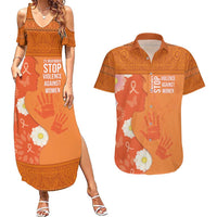 International Day for the Elimination of Violence Against Women Couples Matching Summer Maxi Dress and Hawaiian Shirt Polynesian Pattern LT03 Orange - Polynesian Pride