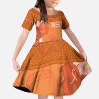 International Day for the Elimination of Violence Against Women Family Matching Long Sleeve Bodycon Dress and Hawaiian Shirt Polynesian Pattern LT03 Daughter's Dress Orange - Polynesian Pride