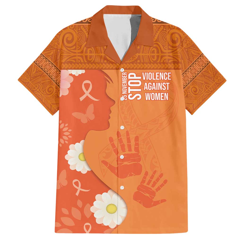 International Day for the Elimination of Violence Against Women Family Matching Short Sleeve Bodycon Dress and Hawaiian Shirt Polynesian Pattern LT03 Dad's Shirt - Short Sleeve Orange - Polynesian Pride