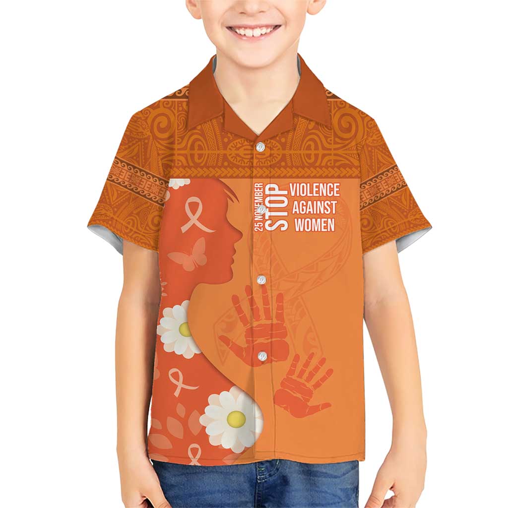International Day for the Elimination of Violence Against Women Family Matching Short Sleeve Bodycon Dress and Hawaiian Shirt Polynesian Pattern LT03 Son's Shirt Orange - Polynesian Pride