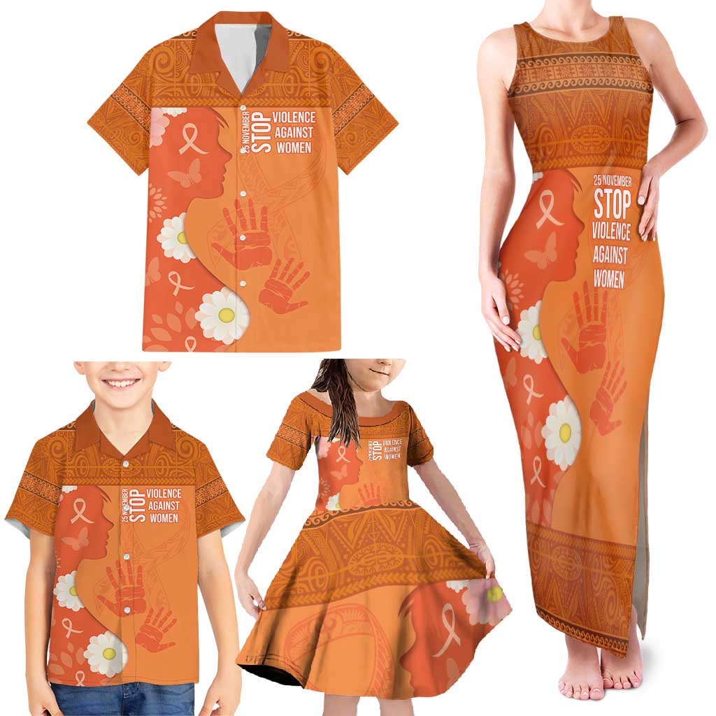 International Day for the Elimination of Violence Against Women Family Matching Tank Maxi Dress and Hawaiian Shirt Polynesian Pattern