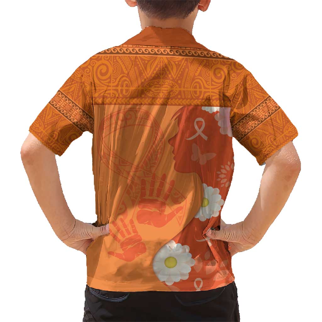 International Day for the Elimination of Violence Against Women Kid Hawaiian Shirt Polynesian Pattern