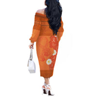 International Day for the Elimination of Violence Against Women Off The Shoulder Long Sleeve Dress Polynesian Pattern