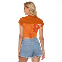 International Day for the Elimination of Violence Against Women Raglan Cropped T Shirt Polynesian Pattern LT03 - Polynesian Pride