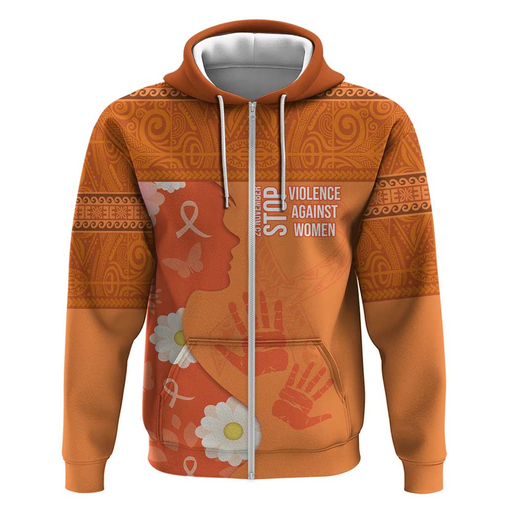 International Day for the Elimination of Violence Against Women Zip Hoodie Polynesian Pattern LT03 Zip Hoodie Orange - Polynesian Pride