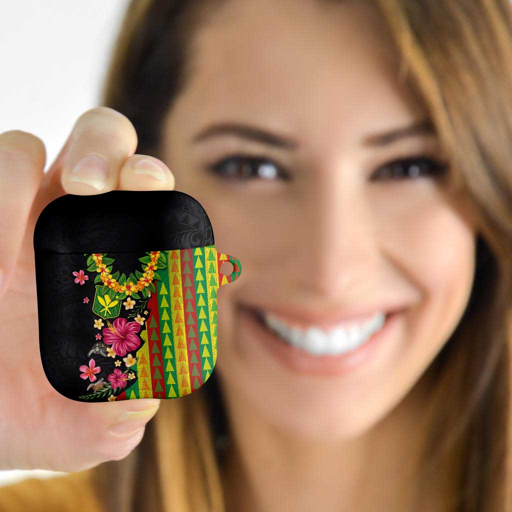 Hawaiian Independence Day AirPods Case Kanaka Maoli Symbols With Tapa Motifs and Tropical Plants - Polynesian Pride