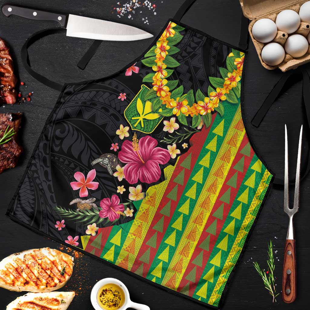 Hawaiian Independence Day Apron Kanaka Maoli Symbols With Tapa Motifs and Tropical Plants - Polynesian Pride