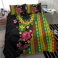 Hawaiian Independence Day Bedding Set Kanaka Maoli Symbols With Tapa Motifs and Tropical Plants - Polynesian Pride