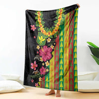 Hawaiian Independence Day Blanket Kanaka Maoli Symbols With Tapa Motifs and Tropical Plants - Polynesian Pride