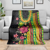 Hawaiian Independence Day Blanket Kanaka Maoli Symbols With Tapa Motifs and Tropical Plants - Polynesian Pride