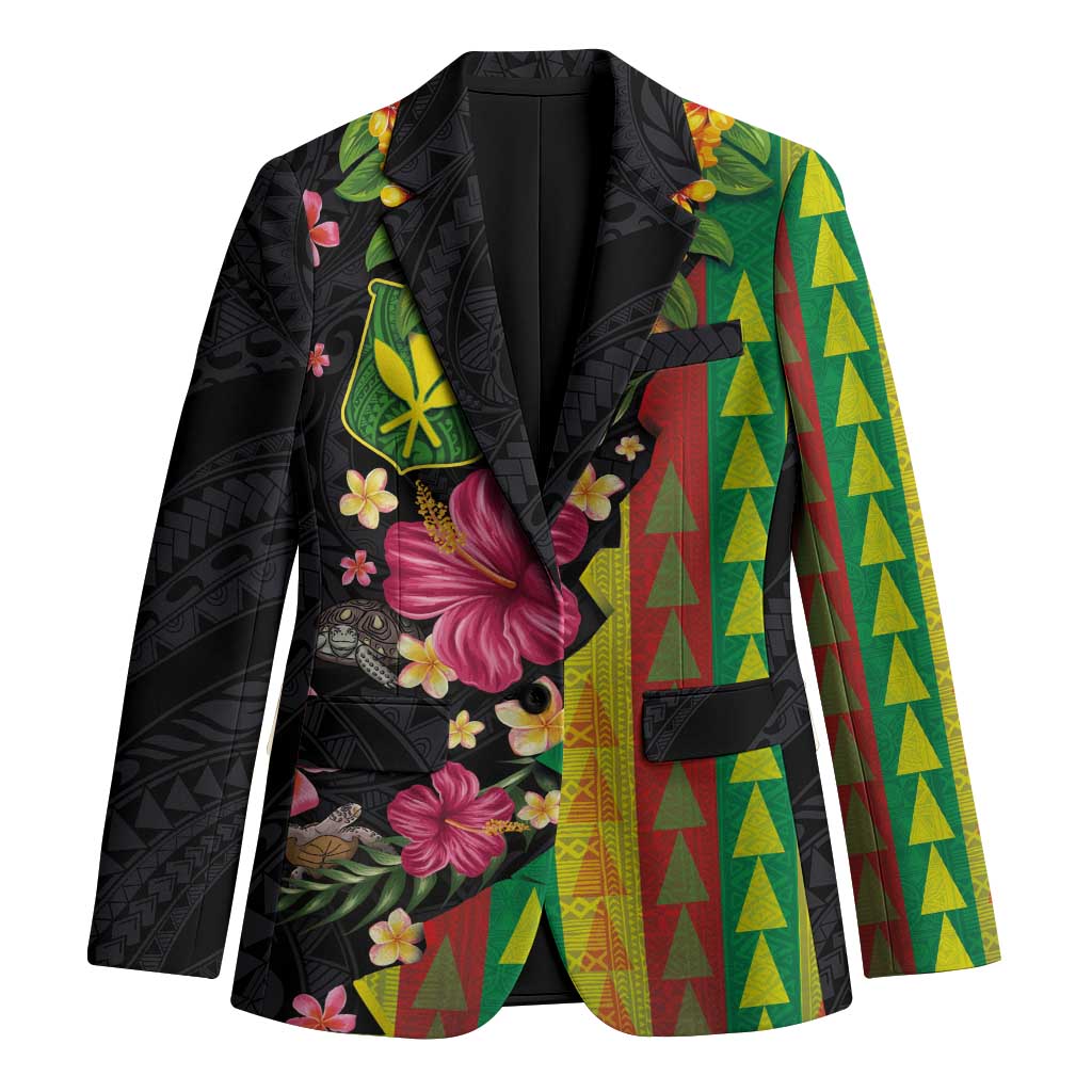 Hawaiian Independence Day Blazer Kanaka Maoli Symbols With Tapa Motifs and Tropical Plants - Polynesian Pride