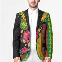 Hawaiian Independence Day Blazer Kanaka Maoli Symbols With Tapa Motifs and Tropical Plants - Polynesian Pride