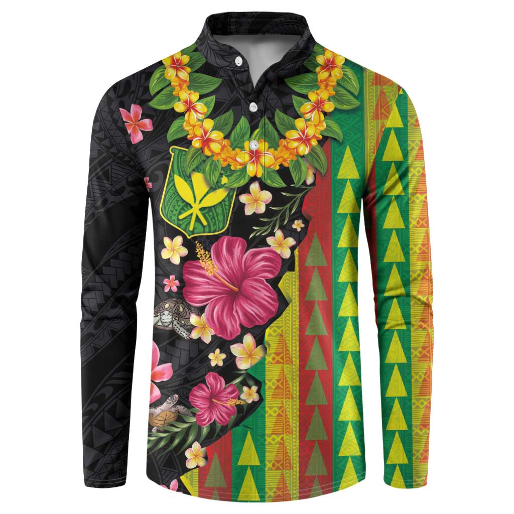 Hawaiian Independence Day Button Sweatshirt Kanaka Maoli Symbols With Tapa Motifs and Tropical Plants - Polynesian Pride