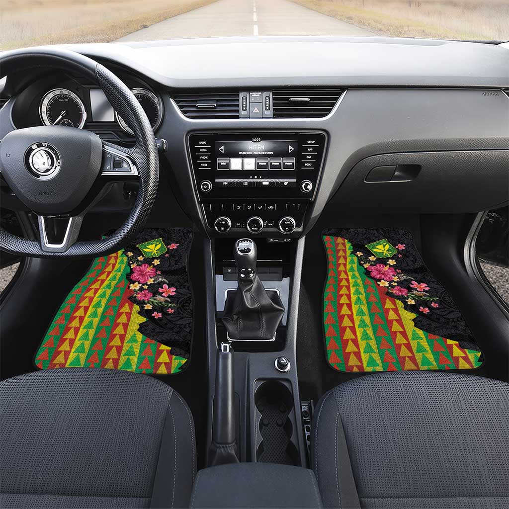 Hawaiian Independence Day Car Mats Kanaka Maoli Symbols With Tapa Motifs and Tropical Plants - Polynesian Pride