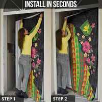 Hawaiian Independence Day Door Cover Kanaka Maoli Symbols With Tapa Motifs and Tropical Plants - Polynesian Pride