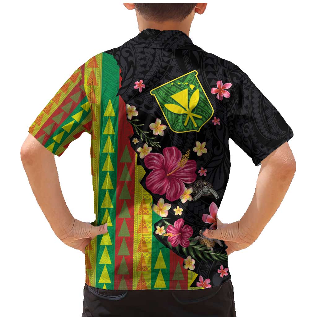 Hawaiian Independence Day Family Matching Mermaid Dress and Hawaiian Shirt Kanaka Maoli Symbols With Tapa Motifs and Tropical Plants - Polynesian Pride