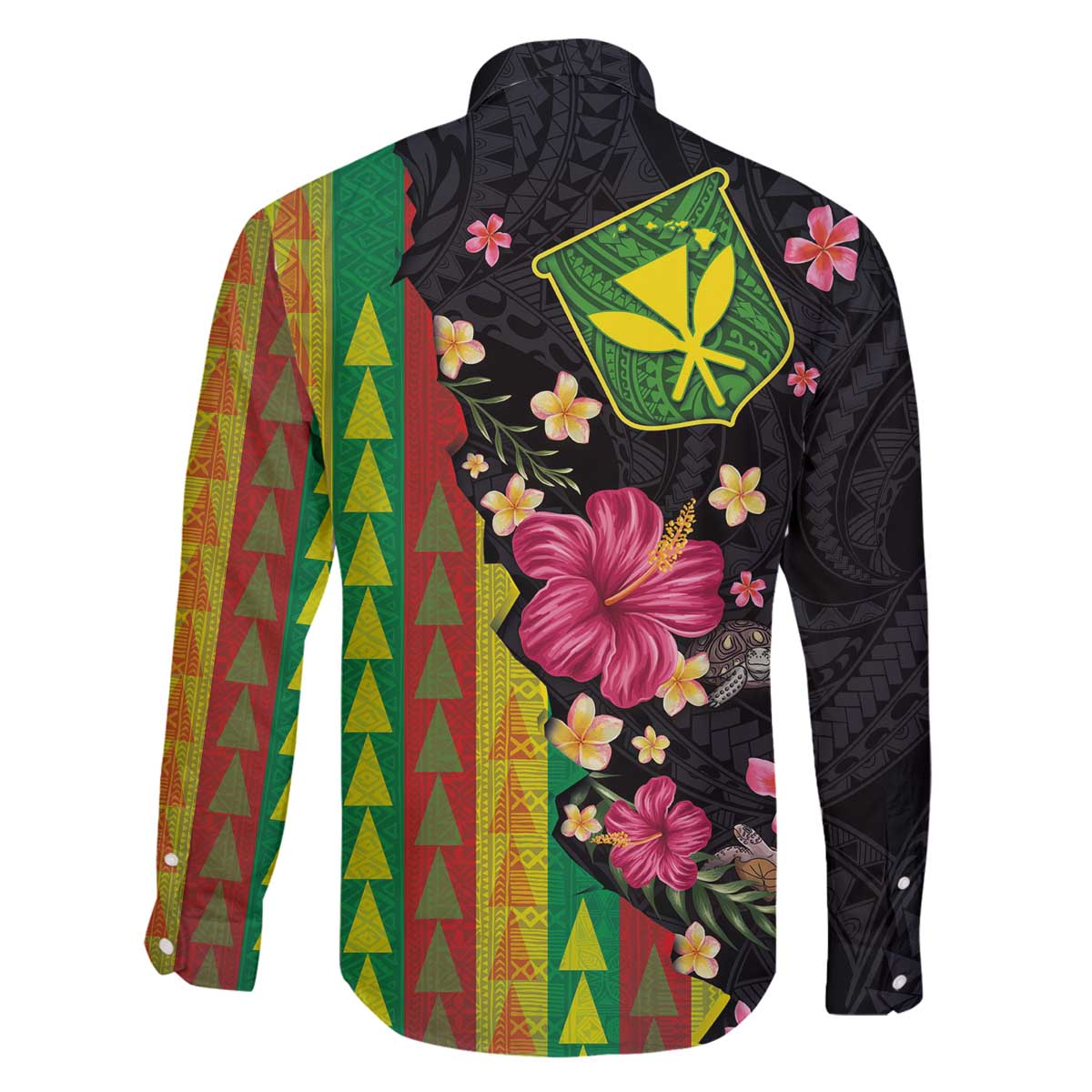 Hawaiian Independence Day Family Matching Off The Shoulder Long Sleeve Dress and Hawaiian Shirt Kanaka Maoli Symbols With Tapa Motifs and Tropical Plants - Polynesian Pride