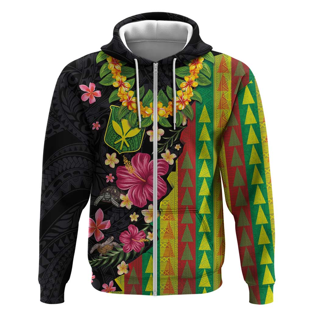 Hawaiian Independence Day Hoodie Kanaka Maoli Symbols With Tapa Motifs and Tropical Plants - Polynesian Pride