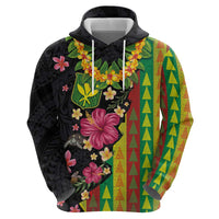 Hawaiian Independence Day Hoodie Kanaka Maoli Symbols With Tapa Motifs and Tropical Plants - Polynesian Pride