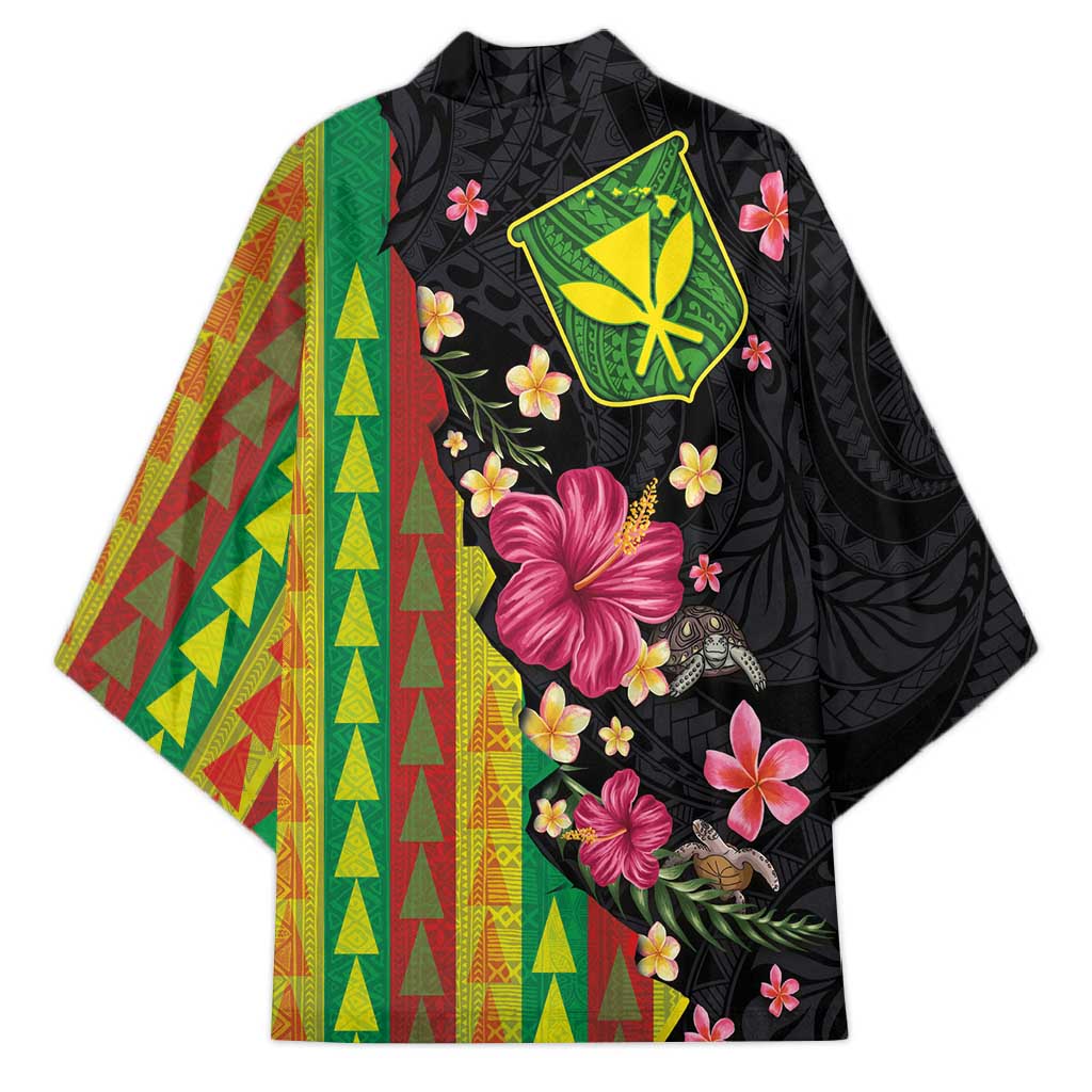 Hawaiian Independence Day Kimono Kanaka Maoli Symbols With Tapa Motifs and Tropical Plants - Polynesian Pride