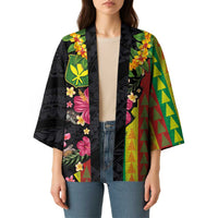 Hawaiian Independence Day Kimono Kanaka Maoli Symbols With Tapa Motifs and Tropical Plants - Polynesian Pride