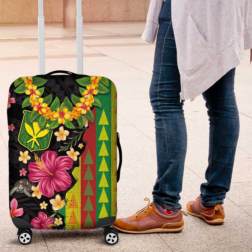 Hawaiian Independence Day Luggage Cover Kanaka Maoli Symbols With Tapa Motifs and Tropical Plants - Polynesian Pride