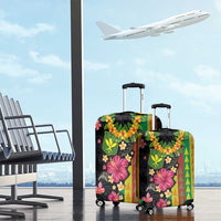 Hawaiian Independence Day Luggage Cover Kanaka Maoli Symbols With Tapa Motifs and Tropical Plants - Polynesian Pride