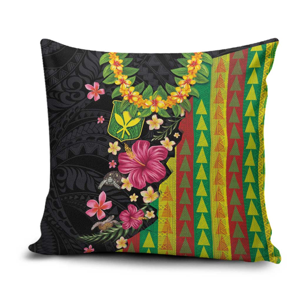 Hawaiian Independence Day Pillow Cover Kanaka Maoli Symbols With Tapa Motifs and Tropical Plants - Polynesian Pride
