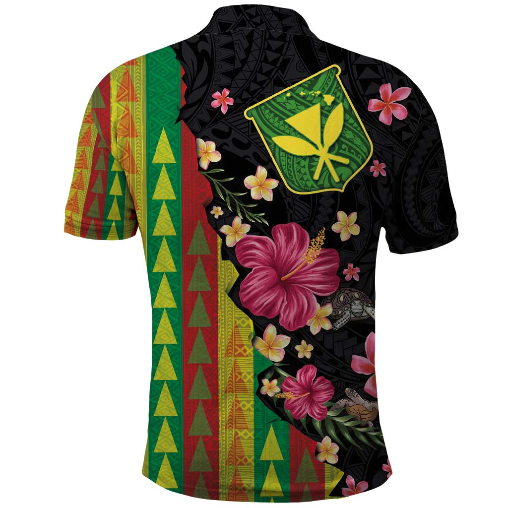 Hawaiian Independence Day Polo Shirt Kanaka Maoli Symbols With Tapa Motifs and Tropical Plants - Polynesian Pride