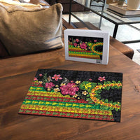 Hawaiian Independence Day Puzzle Kanaka Maoli Symbols With Tapa Motifs and Tropical Plants - Polynesian Pride