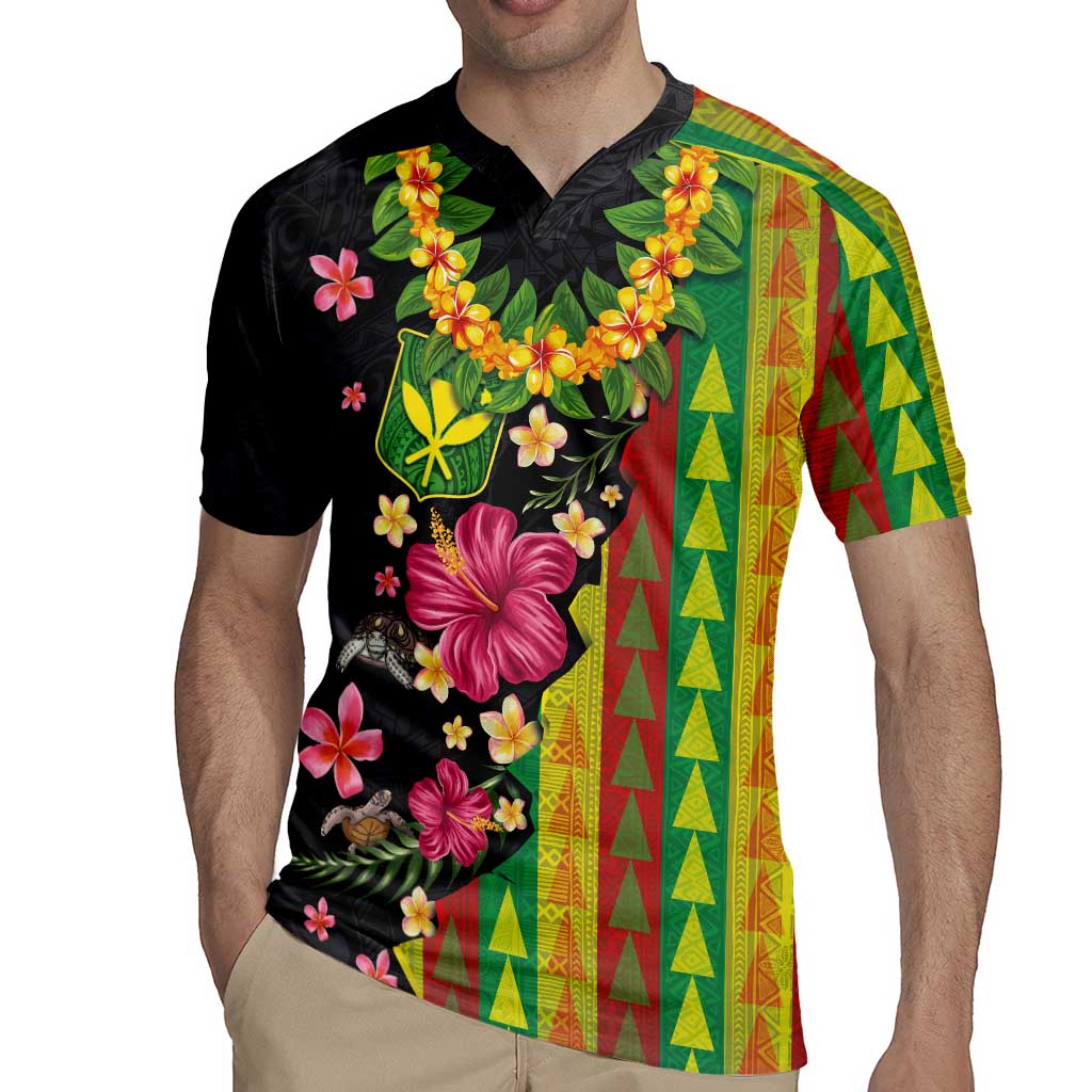 Hawaiian Independence Day Rugby Jersey Kanaka Maoli Symbols With Tapa Motifs and Tropical Plants - Polynesian Pride