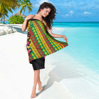 Hawaiian Independence Day Sarong Kanaka Maoli Symbols With Tapa Motifs and Tropical Plants - Polynesian Pride