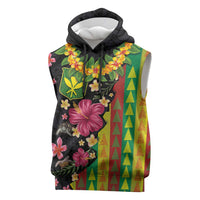 Hawaiian Independence Day Sleeveless Hoodie Kanaka Maoli Symbols With Tapa Motifs and Tropical Plants - Polynesian Pride