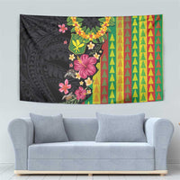 Hawaiian Independence Day Tapestry Kanaka Maoli Symbols With Tapa Motifs and Tropical Plants - Polynesian Pride